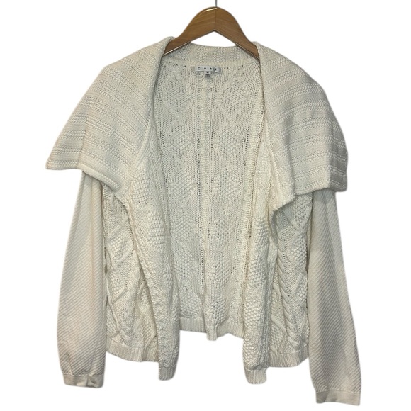 Cabi Cable Knit Long Sleeve Open Front Ivory Sweater Cardigan Style 193 M - Picture 1 of 10